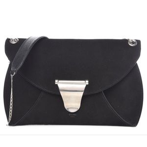 Celine suede calfskin clutch on a chain